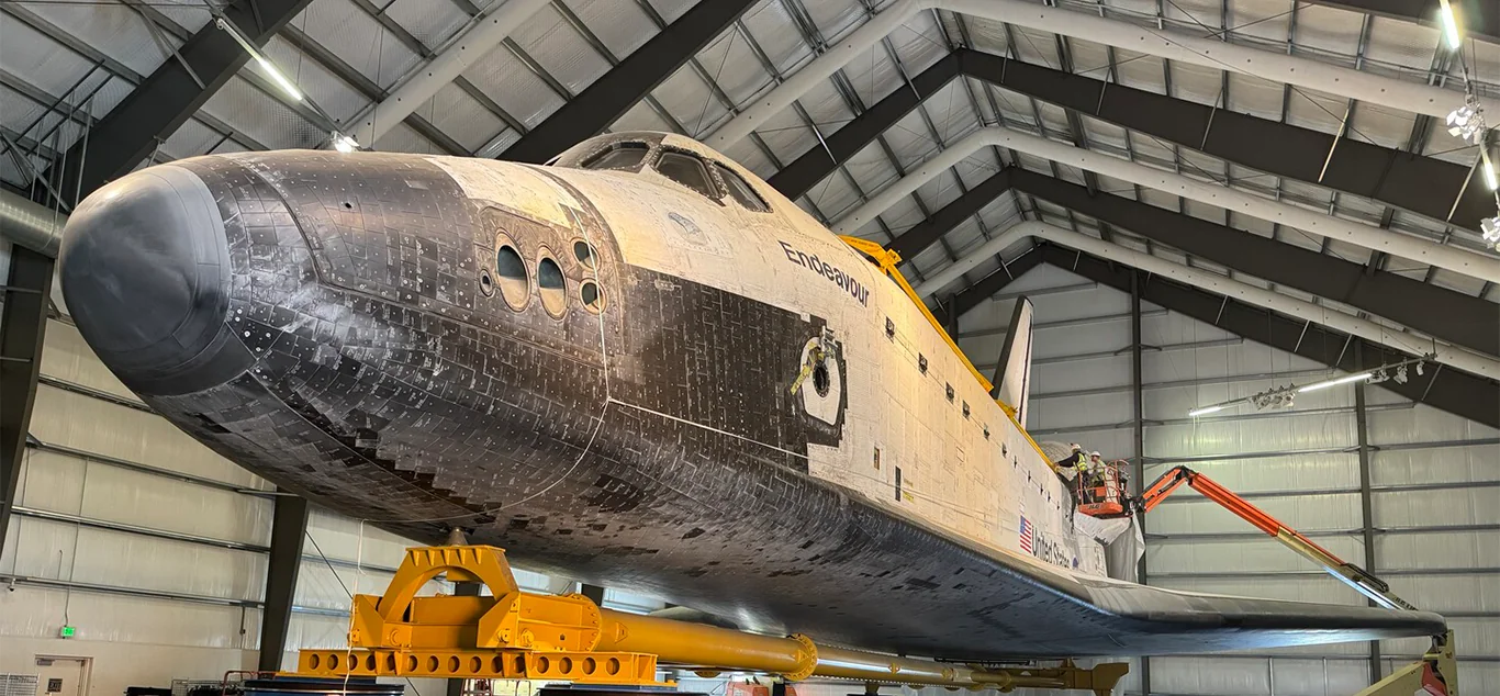 endeavor space ship in hangar